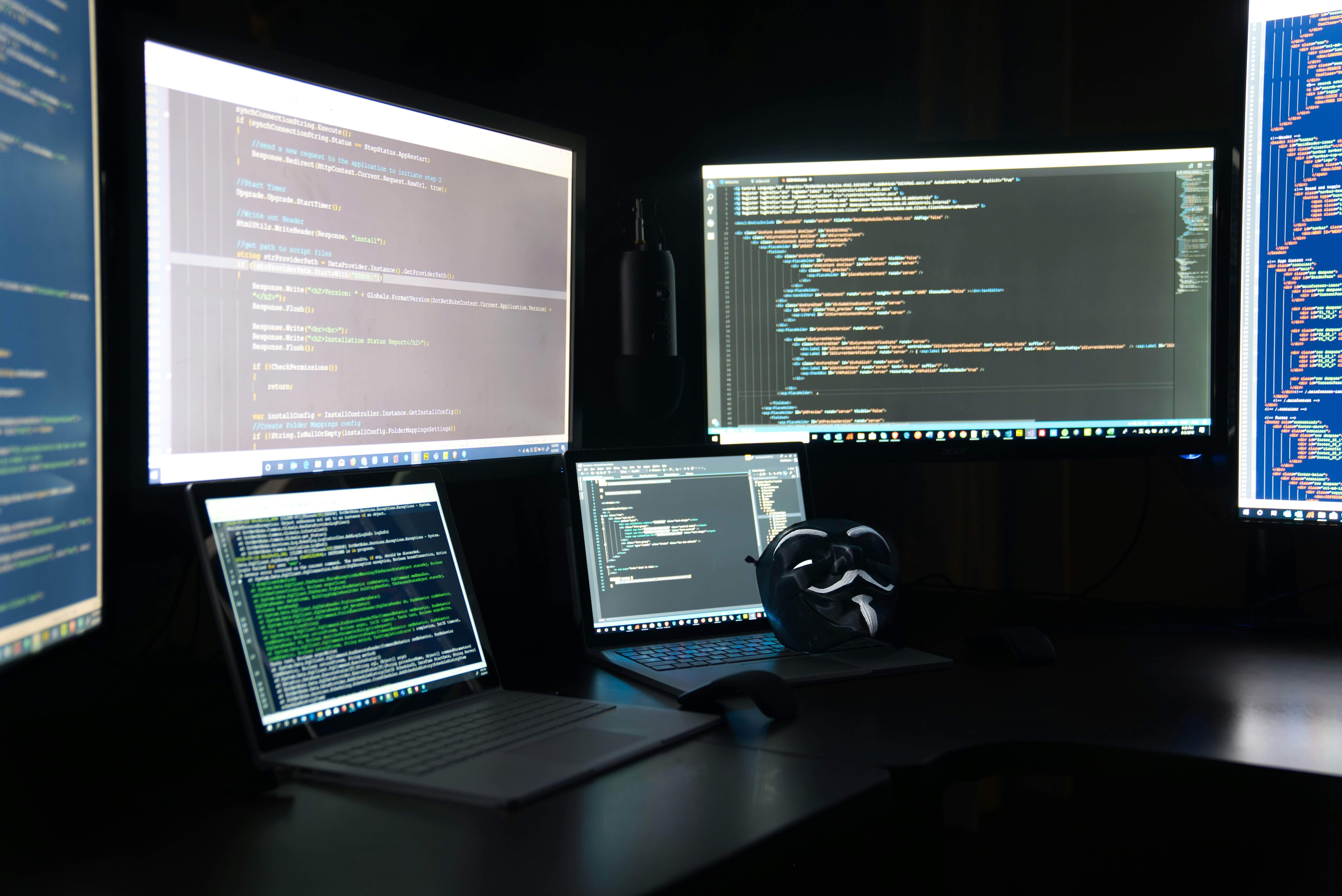 Dark workstation setup used as a hero image for AI automation consulting
